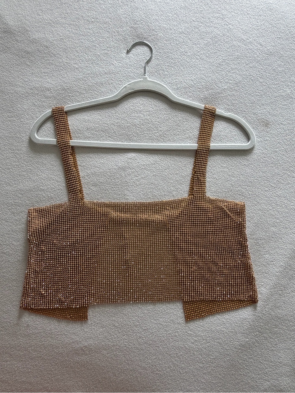 Gold Metallic Jewel Crop Tank Top